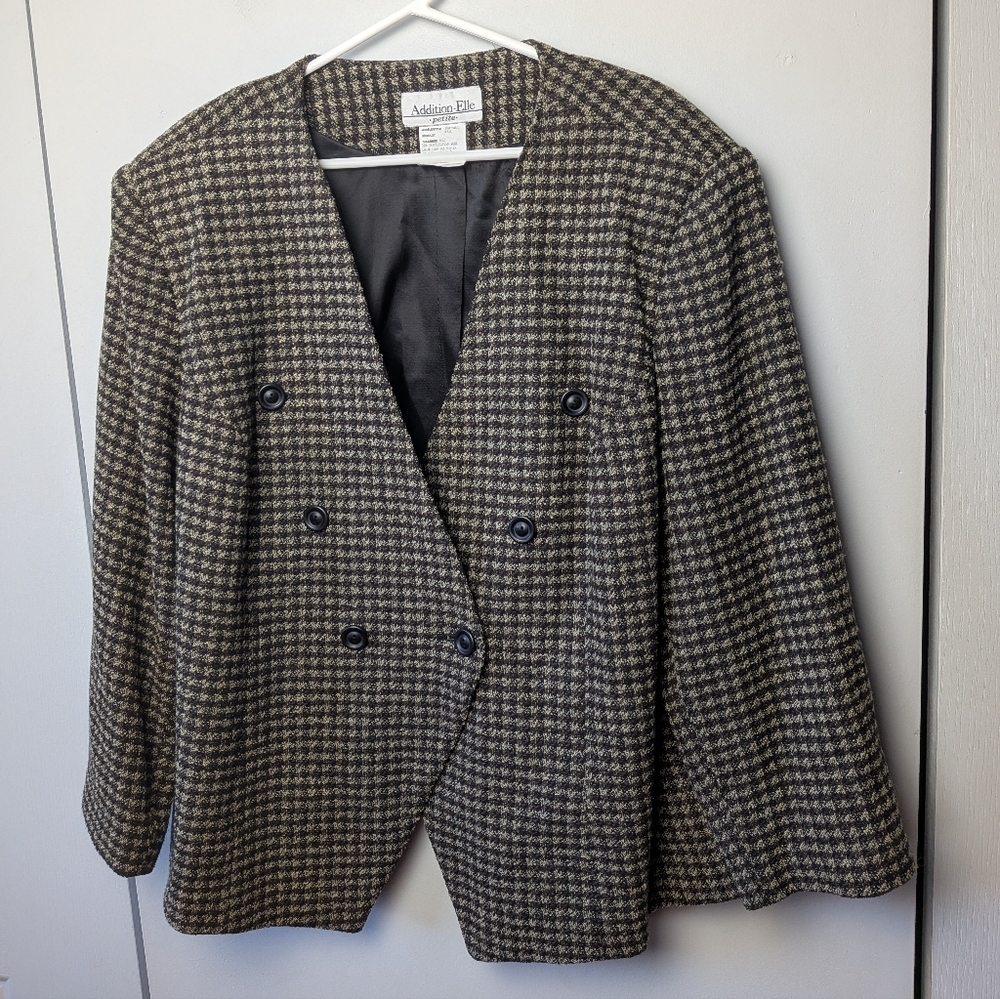 ADDITION ELLE Women Blazer Vintage Plus Size Color Brown And Beige Size 22